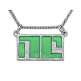 Bitch Planet NON-COMPLIANT Emblem Necklace, Sterling Silver or Bronze-The NC mark used to humiliate & isolate those who defy patriarchal overlords but many consider it a battle scar, a symbol of power & strength. Hand enameled sterling silver or bronze, handmade in USA. Genuine, official Image Comics Kelly Sue DeConnick Valentine DeLandro Bitch Planet jewelry. LGBTQ LGBTQIA TRANS Pride-Sterling Silver-24" Stainless Steel Curb Chain-Emerald-