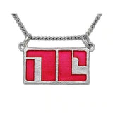 Bitch Planet NON-COMPLIANT Emblem Necklace, Sterling Silver or Bronze-The NC mark used to humiliate & isolate those who defy patriarchal overlords but many consider it a battle scar, a symbol of power & strength. Hand enameled sterling silver or bronze, handmade in USA. Genuine, official Image Comics Kelly Sue DeConnick Valentine DeLandro Bitch Planet jewelry. LGBTQ LGBTQIA TRANS Pride-Sterling Silver-24" Stainless Steel Curb Chain-Ruby-