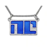 Bitch Planet NON-COMPLIANT Emblem Necklace, Sterling Silver or Bronze-The NC mark used to humiliate & isolate those who defy patriarchal overlords but many consider it a battle scar, a symbol of power & strength. Hand enameled sterling silver or bronze, handmade in USA. Genuine, official Image Comics Kelly Sue DeConnick Valentine DeLandro Bitch Planet jewelry. LGBTQ LGBTQIA TRANS Pride-Sterling Silver-24" Stainless Steel Curb Chain-Sapphire-