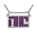Bitch Planet NON-COMPLIANT Emblem Necklace, Sterling Silver or Bronze-The NC mark used to humiliate & isolate those who defy patriarchal overlords but many consider it a battle scar, a symbol of power & strength. Hand enameled sterling silver or bronze, handmade in USA. Genuine, official Image Comics Kelly Sue DeConnick Valentine DeLandro Bitch Planet jewelry. LGBTQ LGBTQIA TRANS Pride-Sterling Silver-24" Stainless Steel Curb Chain-Plum (Sugilite)-