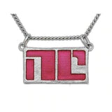 Bitch Planet NON-COMPLIANT Emblem Necklace, Sterling Silver or Bronze-The NC mark used to humiliate & isolate those who defy patriarchal overlords but many consider it a battle scar, a symbol of power & strength. Hand enameled sterling silver or bronze, handmade in USA. Genuine, official Image Comics Kelly Sue DeConnick Valentine DeLandro Bitch Planet jewelry. LGBTQ LGBTQIA TRANS Pride-Sterling Silver-24" Stainless Steel Curb Chain-Tourmaline (Pink/Zinnia)-