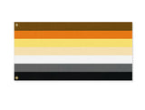 LGBTQ BEAR PRIDE FLAG Gay GLBT LGBTQ Brown Striped with or without Paw-High quality, professionally printed polyester flag in your choice of size and style, single or double-sided with blackout layer, grommets or pole pocket / sleeve. 2x1ft / 1x2ft, 3x2ft / 2x3ft, 5x3ft / 3x5ft, custom. Gay Bear Pride Flag, Brown striped with or without paw print. Cub Otter LGBT LGBT LGBTQ LGBTQIA LGBTQX-2 ft x 1 ft-Standard, No Paw-Grommets-