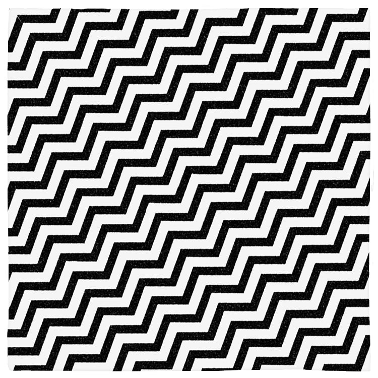 Black Lodge Pattern Bandanas, 24in, Twin Chevron Zigzag Peaks Op Art-Polyester jersey knit 24 inch square bandana, kerchief, handkerchief, hanky, neckerchief, do-rag, facemask, headscarf, babushka, hankey. Custom made. Retro vintage style wizard star pattern. Twin lodge pattern zigzag peaks black and white classic surreal mystery suspense opart design. Horizontal or diagonal stripes.-Diagonal-