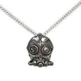 Bronze Blight Gas Mask Pendant Necklace - Clockwork Century, Steampunk-In Cherie Priest's The Clockwork Century series, Leviticus Blue creates the "Incredible Bone-Shaking Drill Engine" or Boneshaker inadvertently strikes a subterranean vein of "blight gas" that turns anyone who breathes it into the living dead. Steampunk gas mask pendant in dark or antiqued bronze. Made in the USA. -Dark Bronze-24in Stainless Steel Curb Chain-
