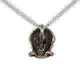 Bronze Blight Gas Mask Pendant Necklace - Clockwork Century, Steampunk-In Cherie Priest's The Clockwork Century series, Leviticus Blue creates the "Incredible Bone-Shaking Drill Engine" or Boneshaker inadvertently strikes a subterranean vein of "blight gas" that turns anyone who breathes it into the living dead. Steampunk gas mask pendant in dark or antiqued bronze. Made in the USA. -