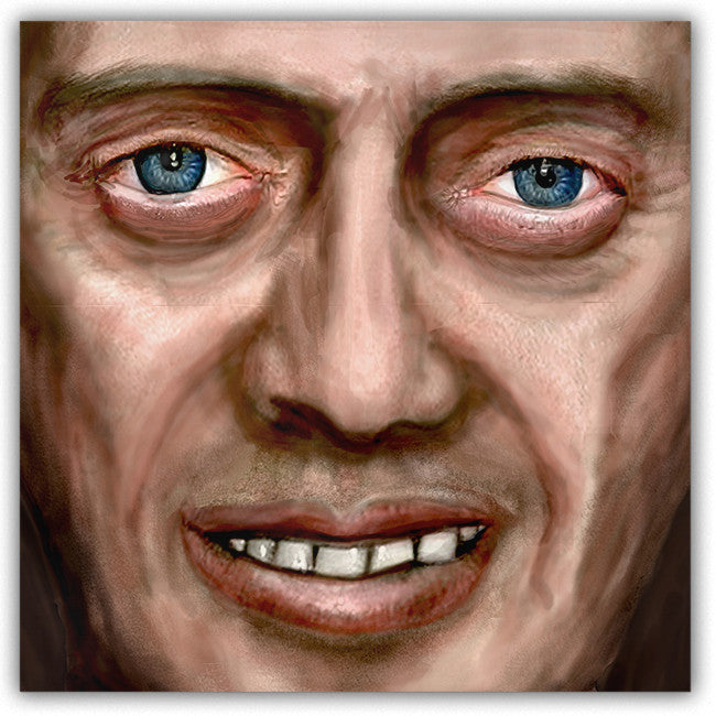 -Buscemi Metal Fridge Magnet. Passersby can't help but gaze deeply into those sexy bedroom eyes, being drawn deep into their awkward embrace. Whether you're a fan, love memes, or seeking simultaneously funny, creepy, and weird WTF gift or decoration for your own kitchen, locker or cubicle, this face is for you. -