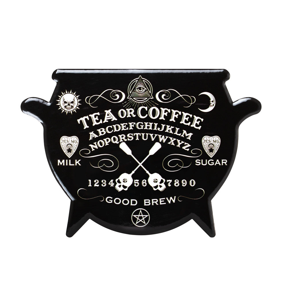 -Tea? Coffee? Milk? Sugar? Let the Ouija Cauldron coaster decide. High quality, cauldron shaped ceramic coaster with non-slip cork back and unique Alchemy artwork. Heat proof and scratch resistant. Ships from USA. funny witch witches wicca witchcraft samhain halloween CC27 coffee tea solstice xmas gift gothic home decor-