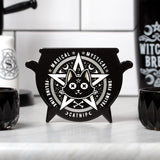 -A paw-some addition to any witch or warlocks kitchen. High quality, cauldron shaped ceramic coaster with non-slip cork back and unique Alchemy artwork. Heat proof and scratch resistant. Ships from the USA. funny witch witches wicca witchcraft halloween cauldron cats coffee tea gift gothic home decor-