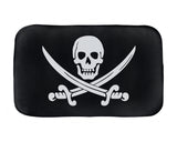 -Super soft microfiber topped polyester bath mat with non-slip rubber bottom. High quaity materials, colorfast and fade resistant image. This item is made to order, shipped from the USA. Funny bathroom pirates calico jack pirate insignia skull and cutlass flag bathmat bathroom floor decor boat beach absorbent nonslip-34x21 inch-
