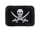 -Super soft microfiber topped polyester bath mat with non-slip rubber bottom. High quaity materials, colorfast and fade resistant image. This item is made to order, shipped from the USA. Funny bathroom pirates calico jack pirate insignia skull and cutlass flag bathmat bathroom floor decor boat beach absorbent nonslip-24x17 inch-