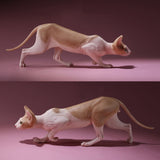 -Nicely detailed 1:6 scale sphynx cat figurine. These miniatures are crafted in high quality resin and measure roughly 5.5x16.5x3.2cm / 2.2x6.5x1.26in. New in box, guaranteed quality. Free shipping. Cute funny wrinkly wrinkled hairless cat kitten kitty statuette sculpture mini statue collectible animal gift-