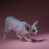 -Nicely detailed 1:6 scale sphynx cat figurine. These miniatures are crafted in high quality resin and measure roughly 5.5x16.5x3.2cm / 2.2x6.5x1.26in. New in box, guaranteed quality. Free shipping. Cute funny wrinkly wrinkled hairless cat kitten kitty statuette sculpture mini statue collectible animal gift-
