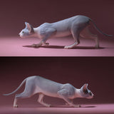 -Nicely detailed 1:6 scale sphynx cat figurine. These miniatures are crafted in high quality resin and measure roughly 5.5x16.5x3.2cm / 2.2x6.5x1.26in. New in box, guaranteed quality. Free shipping. Cute funny wrinkly wrinkled hairless cat kitten kitty statuette sculpture mini statue collectible animal gift-