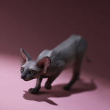 -Nicely detailed 1:6 scale sphynx cat figurine. These miniatures are crafted in high quality resin and measure roughly 5.5x16.5x3.2cm / 2.2x6.5x1.26in. New in box, guaranteed quality. Free shipping. Cute funny wrinkly wrinkled hairless cat kitten kitty statuette sculpture mini statue collectible animal gift-