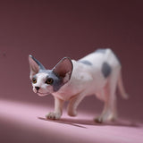 -Nicely detailed 1:6 scale sphynx cat figurine. These miniatures are crafted in high quality resin and measure roughly 5.5x16.5x3.2cm / 2.2x6.5x1.26in. New in box, guaranteed quality. Free shipping. Cute funny wrinkly wrinkled hairless cat kitten kitty statuette sculpture mini statue collectible animal gift-D-