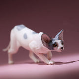 -Nicely detailed 1:6 scale sphynx cat figurine. These miniatures are crafted in high quality resin and measure roughly 5.5x16.5x3.2cm / 2.2x6.5x1.26in. New in box, guaranteed quality. Free shipping. Cute funny wrinkly wrinkled hairless cat kitten kitty statuette sculpture mini statue collectible animal gift-