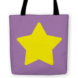 -High quality, woven polyester tote bag in your choice of retro colors with large yellow cartoon star on both sides. Durable and machine washable. Great for kids or anyone who appreciates a bit of classic whimsy. A fun and punky carryall accessory. This item is made-to-order and typically ships in 3-5 business days.-13 inches-Soft Purple-796752936741