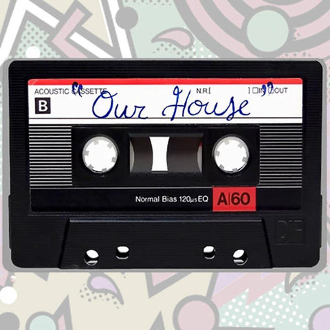 Retro Our House Custom Cassette Tape Doormat / Floor Mat-High quality 23.6 x 15.7in (60x40cm) doormat / floor mat. Professionally printed, durable & colorfast non-woven polyester fiber top, non-slip bottom. Indoor / outdoor use. Free Shipping Worldwide. Funny retro vintage cassette tape door mat, Our House custom name or saying. Unique kitsch housewarming gift or party decor-