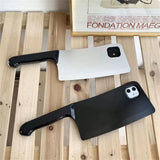 -Funny soft, shock absorbing silicone meat cleaver phone case to fit Samsung Galaxy S21 S22 S20 S10 S9 S8 Plus Pro S7 S6 Edge Note 10 9 8 A71 A51 A70 A50 A32 M41 Lite 4G Free shipping, average delivery 2-3 weeks. unique weird wtf weirdest kitchen knife case mobile cellphone horror chef teen cosplay accessory gift-