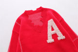 -Unique distressed vintage style college letter sweater / sweatshirt. Cut, chopped, stitched with irregular hem and rough v-neck. Free shipping. Retro vintage antique style embroidered school sweater longsleeve pullover jumper winter fall autumn fashion unisex mens womens thrift punk pre-distressed ripped torn -