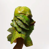 -High quality, detailed latex rubber full over-the-head mask with partial shoulder and breastplate. One size fits most. Free shipping. Classic sci-fi science fiction b-movie horror merman aquatic monster mask halloween costume cosplay tropical lagoon black water lake beast mutant reptile fish man best universal fit-