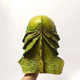 -High quality, detailed latex rubber full over-the-head mask with partial shoulder and breastplate. One size fits most. Free shipping. Classic sci-fi science fiction b-movie horror merman aquatic monster mask halloween costume cosplay tropical lagoon black water lake beast mutant reptile fish man best universal fit-