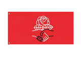 -High quality, professionally made polyester flag 2x3, 3x5 or 1x2 - single or double sided, grommets or sleeve. Custom red rose pole flag / protest banner. Democratic Socialist progressive liberal democrat human rights equity equality workers rights socialism social safety net resist persist organize agitate educate-2 ft x 1 ft-Standard-Grommets-