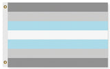 Demiboy Pride Flag - Demigender LGBTQIA / LGBTQX Gender Identity Pride-High quality, professionally made polyester Pride banner pole flag in choice of size with double stitched seams, single or double sided with either grommets or pole pocket. 2x1/1x2ft, 3x2/2x3ft, 3x5/5x3ft, custom by request. LGBTQ LGBTQIA queer rights equality Agender Nonbinary. Genderqueer Demi Boy Resist United-5 ft x 3 ft-Standard-Grommets-