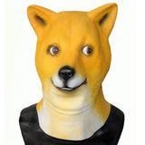 -High quality natural latex over-the-head shiba inu dog mask. One size fits most teens and adults. Free shipping. Halloween costume cosplay funny doge memes golden shiba inu dog overhead rubber latex mask internet trendy kid friendly youth spoopy animal pup -