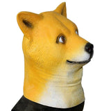 -High quality natural latex over-the-head shiba inu dog mask. One size fits most teens and adults. Free shipping. Halloween costume cosplay funny doge memes golden shiba inu dog overhead rubber latex mask internet trendy kid friendly youth spoopy animal pup -