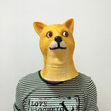 -High quality natural latex over-the-head shiba inu dog mask. One size fits most teens and adults. Free shipping. Halloween costume cosplay funny doge memes golden shiba inu dog overhead rubber latex mask internet trendy kid friendly youth spoopy animal pup -