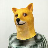-High quality natural latex over-the-head shiba inu dog mask. One size fits most teens and adults. Free shipping. Halloween costume cosplay funny doge memes golden shiba inu dog overhead rubber latex mask internet trendy kid friendly youth spoopy animal pup -