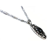 Dracula Life/Death Pendant Necklaces, Sterling Silver Vampire Jewelry-Sterling Silver Bram Stoker's Dracula Life or Death pendant necklace representing elements of the classic, world famous gothic horror vampire story. Choice of central stone, a red lab-grown star ruby or natural black onyx. 20 inch stainless steel drip chain. Handcrafted Fine Silver Jewelry. Made in the USA. -