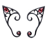 Elvyn Ear Wraps, Alchemy Gothic (E446) Elf Ear Earrings Left, Right or Pair-The quintessential manifestation of one of the most magical & ancient of beings. A polished, antiqued pewter pointed elf-ear-shaped ear-wrap set with two austrian crystals. Left or right ear, or as a pair - fastened at the lobe with one surgical steel ear-post. Genuine Alchemy Product with Alchemy Lifetime Guarantee-Pair-