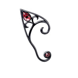 Elvyn Ear Wraps, Alchemy Gothic (E446) Elf Ear Earrings Left, Right or Pair-The quintessential manifestation of one of the most magical & ancient of beings. A polished, antiqued pewter pointed elf-ear-shaped ear-wrap set with two austrian crystals. Left or right ear, or as a pair - fastened at the lobe with one surgical steel ear-post. Genuine Alchemy Product with Alchemy Lifetime Guarantee-Right Ear-0664427051412