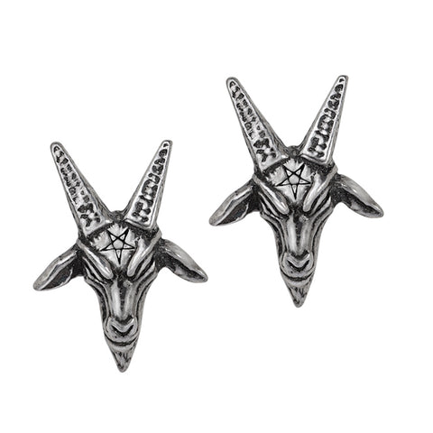 -Small Baphomet studs, perfect for every day wear! Inspired by Eliphas Levi's portrait of the goat-headed deity, and the reason for the Knights Templar's downfall. Handcrafted in the UK of lead-free, fine English Pewter. Genuine Alchemy Product - Brand New with Alchemy Lifetime Guarantee - Shipped from the USA.

 -