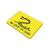 No Step on Snek Doormat, drawn version, Gadsden Snake Flag Parody meme-High quality 23.6 x 15.7in (60x40cm) doormat / floor mat. Professionally printed, durable & colorfast non-woven polyester fiber top, non-slip bottom. Indoor / outdoor use. Free Shipping Worldwide. No Step on Snek, Funny Gadsden Don't Tread on Me snake flag parody meme. Kid's child's drawing version. Sneaky snek mat-