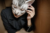 -Masquerade/Carnival style sculpted half-face mask printed with realistic cat face. One size fits most, measures approximately 18x18cm/7.09x7.09in and 6cm/2.36in deep. Free shipping from abroad. Typically delivers to the USA in 2-3 weeks. - Gato carnivale halloween costume cosplay kitty-