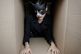 -Masquerade/Carnival style sculpted half-face mask printed with realistic cat face. One size fits most, measures approximately 18x18cm/7.09x7.09in and 6cm/2.36in deep. Free shipping from abroad. Typically delivers to the USA in 2-3 weeks. - Gato carnivale halloween costume cosplay kitty-