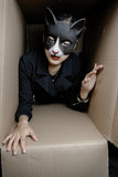 -Masquerade/Carnival style sculpted half-face mask printed with realistic cat face. One size fits most, measures approximately 18x18cm/7.09x7.09in and 6cm/2.36in deep. Free shipping from abroad. Typically delivers to the USA in 2-3 weeks. - Gato carnivale halloween costume cosplay kitty-