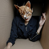 -Masquerade/Carnival style sculpted half-face mask printed with realistic cat face. One size fits most, measures approximately 18x18cm/7.09x7.09in and 6cm/2.36in deep. Free shipping from abroad. Typically delivers to the USA in 2-3 weeks. - Gato carnivale halloween costume cosplay kitty-