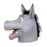 -Full over-the-head latex mask. One size fits most. Free Shipping from abroad. These masks typically arrive to the US in about 2-3 weeks. Funny stoned high derp animal halloween costume fancy dress shrek cartoon joke meme mask kid friendly spoopy goofy waffles-