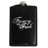 Funny Engraved FANCY AS FUCK FLASK, Classy Crude 8oz Stainless Steel -Funny engraved 8oz Stainless Steel Flask with easy closure screw cap lid. "Fancy as Fuck" script engraving. Choice of color - optonal funnel or gift box with funnel & shot glasses. Fully customizable ships in 2-4 business days. Crude gift for her BFF AF woman women lady ladylike woman wife best friend bridesmaids -Black-Just the Flask-