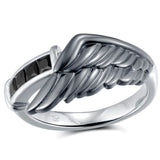 Final Fantasy VII Sephiroth Dark Angel Wing Ring, Sterling Silver-High quality ring inspired by Sephiroth's from Final Fantasy. Handcrafted in .925 Sterling Silver with jeweler's blacking and 18K white gold plating, a large dark wing featured at center, offset and accented with four square cut natural black gemstones. Brand New in jeweler's ring box. Free Shipping Worldwide.-