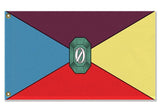 Historical Flag of Oz, Custom Wizard of Oz Literary Fantasy Land Flag-The historical flag of Oz as envisioned by L. Frank Baum. High quality, professionally printed flag in your choice of size and style, with either grommets or pole pocket at left edge. Standard single side-reverse or Deluxe double sided. Wizard of Oz, Land of Oz, literary fantasy world, cosplay accessory, theater prop.-