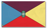 Historical Flag of Oz, Custom Wizard of Oz Literary Fantasy Land Flag-The historical flag of Oz as envisioned by L. Frank Baum. High quality, professionally printed flag in your choice of size and style, with either grommets or pole pocket at left edge. Standard single side-reverse or Deluxe double sided. Wizard of Oz, Land of Oz, literary fantasy world, cosplay accessory, theater prop.-5 ft x 3 ft-Standard-Grommets-725185481429