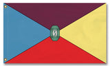 Historical Flag of Oz, Custom Wizard of Oz Literary Fantasy Land Flag-The historical flag of Oz as envisioned by L. Frank Baum. High quality, professionally printed flag in your choice of size and style, with either grommets or pole pocket at left edge. Standard single side-reverse or Deluxe double sided. Wizard of Oz, Land of Oz, literary fantasy world, cosplay accessory, theater prop.-