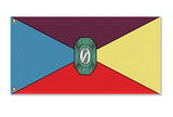 Historical Flag of Oz, Custom Wizard of Oz Literary Fantasy Land Flag-The historical flag of Oz as envisioned by L. Frank Baum. High quality, professionally printed flag in your choice of size and style, with either grommets or pole pocket at left edge. Standard single side-reverse or Deluxe double sided. Wizard of Oz, Land of Oz, literary fantasy world, cosplay accessory, theater prop.-2 ft x 1 ft-Standard-Grommets-725185481429