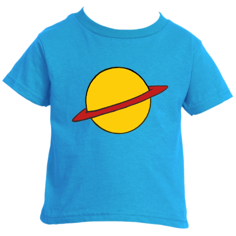 -Soft, comfortable and durable Rabbit Skins ringspun cotton fine jersey unisex toddler tee with classic cartoon planet design. Made-to-order, shipped from the USA. Short sleeves, crew neck, tear away label, CPSIA compliant. Funny retro nineties 90s kids rugrat kids graphic t-shirt 1990s redhead cosplay halloween costume-2T-Turquoise-