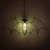 Bat Lantern - Alchemy Gothic Solar Powered LED Garden Light-A shining creature of the night to guide your dark path! Supreme quality, wireless solar bat lantern from Alchemy Gothic. Iron & plastic with LED faux antique light bulb and chain for hanging. gothic gardener gift halloween vampire hanging light lantern gothic home decor solar light porch camping spooky haunted house-